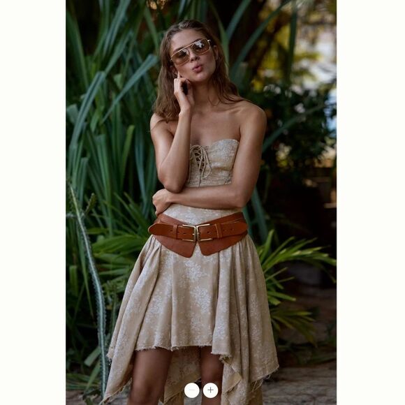 Anthropologie Linen Corset Seamed Mini Dress - Picture 5 of 5